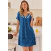image:imageEkouaer Nightgowns for Women V Neck Sleepshirt Short Sleeve Nightdress Lace Trim Night Gown House Dress with PocketsPuppy Pawprints