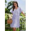 image:imageEkouaer Nightgowns for Women V Neck Sleepshirt Short Sleeve Nightdress Lace Trim Night Gown House Dress with PocketsPurple Dots
