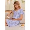 image:imageEkouaer Nightgowns for Women V Neck Sleepshirt Short Sleeve Nightdress Lace Trim Night Gown House Dress with PocketsPurple Dots