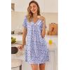image:imageEkouaer Nightgowns for Women V Neck Sleepshirt Short Sleeve Nightdress Lace Trim Night Gown House Dress with PocketsPurple Dots