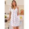 image:imageEkouaer Nightgowns for Women V Neck Sleepshirt Short Sleeve Nightdress Lace Trim Night Gown House Dress with PocketsPurple Floral