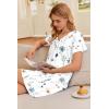 image:imageEkouaer Nightgowns for Women V Neck Sleepshirt Short Sleeve Nightdress Lace Trim Night Gown House Dress with PocketsWhite Flowers