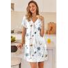 image:imageEkouaer Nightgowns for Women V Neck Sleepshirt Short Sleeve Nightdress Lace Trim Night Gown House Dress with PocketsWhite Flowers
