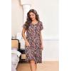 image:imageEkouaer Nightgowns for Women with Pockets Button Front Short Sleeve House Dresses Floral Print Mumu DressBlack Red Floral