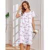 image:imageEkouaer Nightgowns for Women with Pockets Button Front Short Sleeve House Dresses Floral Print Mumu DressPink Floral