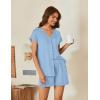 image:imageEkouaer Pajamas for Women Set Button Up Pj Sets Soft V Neck Short Sleeve Sleepwear 2 Piece LoungewearLight Blue