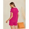 image:imageEkouaer Pajamas for Women Set Button Up Pj Sets Soft V Neck Short Sleeve Sleepwear 2 Piece LoungewearRose Red