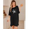 image:imageEkouaer Plus Size Nightgowns for Women Oversized Sleep Shirt Short Sleeve Nightshirt TShirt Dress Sleepwear S5XLBlack Starlight