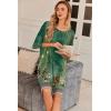 image:imageEkouaer Plus Size Nightgowns for Women Oversized Sleep Shirt Short Sleeve Nightshirt TShirt Dress Sleepwear S5XLGreen Flower