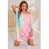 image:imageEkouaer Plus Size Nightgowns for Women Oversized Sleep Shirt Short Sleeve Nightshirt TShirt Dress Sleepwear S5XLTie Dye Pink
