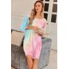 image:imageEkouaer Plus Size Nightgowns for Women Oversized Sleep Shirt Short Sleeve Nightshirt TShirt Dress Sleepwear S5XLTie Dye Pink