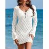 image:imageEkouaer Swimsuit Coverup for Women Crochet Beach Cover Up Hollow Out Long Sleeve Cover Ups 2026 Summer Vacation Outfits1white