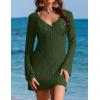image:imageEkouaer Swimsuit Coverup for Women Crochet Beach Cover Up Hollow Out Long Sleeve Cover Ups 2026 Summer Vacation OutfitsArmy Green