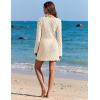 image:imageEkouaer Swimsuit Coverup for Women Crochet Beach Cover Up Hollow Out Long Sleeve Cover Ups 2026 Summer Vacation OutfitsBeige