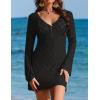 image:imageEkouaer Swimsuit Coverup for Women Crochet Beach Cover Up Hollow Out Long Sleeve Cover Ups 2026 Summer Vacation OutfitsBlack