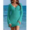 image:imageEkouaer Swimsuit Coverup for Women Crochet Beach Cover Up Hollow Out Long Sleeve Cover Ups 2026 Summer Vacation OutfitsTurquoise