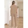 image:imageEkouaer Two Piece Sets for Women 2026 Travel Outfits Short Sleeve Top Wide Leg Pants Rib Tracksuits Summer Fashion Lounge SetBrown