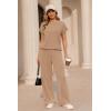 image:imageEkouaer Two Piece Sets for Women 2026 Travel Outfits Short Sleeve Top Wide Leg Pants Rib Tracksuits Summer Fashion Lounge SetBrown