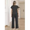 image:imageEkouaer Two Piece Sets for Women 2026 Travel Outfits Short Sleeve Top Wide Leg Pants Rib Tracksuits Summer Fashion Lounge SetDark Grey