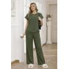 image:imageEkouaer Two Piece Sets for Women 2026 Travel Outfits Short Sleeve Top Wide Leg Pants Rib Tracksuits Summer Fashion Lounge SetDark Olive Green