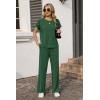 image:imageEkouaer Two Piece Sets for Women 2026 Travel Outfits Short Sleeve Top Wide Leg Pants Rib Tracksuits Summer Fashion Lounge SetForestgreen
