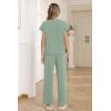 image:imageEkouaer Two Piece Sets for Women 2026 Travel Outfits Short Sleeve Top Wide Leg Pants Rib Tracksuits Summer Fashion Lounge SetGlacial Green