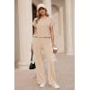 image:imageEkouaer Two Piece Sets for Women 2026 Travel Outfits Short Sleeve Top Wide Leg Pants Rib Tracksuits Summer Fashion Lounge SetLight Khaki
