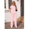 image:imageEkouaer Two Piece Sets for Women 2026 Travel Outfits Short Sleeve Top Wide Leg Pants Rib Tracksuits Summer Fashion Lounge SetLight Pink