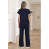 image:imageEkouaer Two Piece Sets for Women 2026 Travel Outfits Short Sleeve Top Wide Leg Pants Rib Tracksuits Summer Fashion Lounge SetNavy Blue