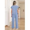 image:imageEkouaer Two Piece Sets for Women 2026 Travel Outfits Short Sleeve Top Wide Leg Pants Rib Tracksuits Summer Fashion Lounge SetSky Blue