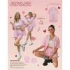 image:imageEkouaer Two Piece Sets for Women Summer Y2K Shirt and Shorts Beach Vacation Cruise Outfits Travel Sweatsuits Lounge SetPink White Stripe