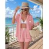 image:imageEkouaer Two Piece Sets for Women Summer Y2K Shirt and Shorts Beach Vacation Cruise Outfits Travel Sweatsuits Lounge SetRed White Plaid