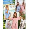 image:imageEkouaer Viscose from Bamboo Women Pajama Sets Button Up Cooling Pjs Short Sleeve Ruffle Sleepwear 2 Piece Lounge Shorts SetApricot Floral Teddy