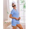 image:imageEkouaer Viscose from Bamboo Women Pajama Sets Button Up Cooling Pjs Short Sleeve Ruffle Sleepwear 2 Piece Lounge Shorts SetBlue