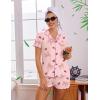 image:imageEkouaer Viscose from Bamboo Women Pajama Sets Button Up Cooling Pjs Short Sleeve Ruffle Sleepwear 2 Piece Lounge Shorts SetPink Bow
