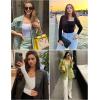 image:imageEkouaer Womens 3 Pack Long Sleeve Shirts Square Neck Basic Ribbed Tops Tee Thermal Undershirts XSXXLBlackWhiteLavender
