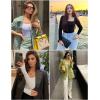 image:imageEkouaer Womens 3 Pack Long Sleeve Shirts Square Neck Basic Ribbed Tops Tee Thermal Undershirts XSXXLBlackWhiteNavy
