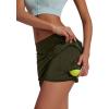 image:imageEkouaer Womens Active Performance Skort Lightweight Skirt for Running Tennis Golf Workout SportsBpocketsarmy Green