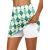 image:imageEkouaer Womens Active Performance Skort Lightweight Skirt for Running Tennis Golf Workout SportsGreen White Plaid