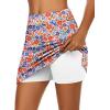 image:imageEkouaer Womens Active Performance Skort Lightweight Skirt for Running Tennis Golf Workout SportsRed Blue Floral