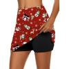 image:imageEkouaer Womens Active Performance Skort Lightweight Skirt for Running Tennis Golf Workout SportsRed Christmas Print