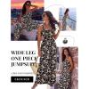 image:imageEkouaer Womens Casual Loose Jumpsuits One Piece Sleeveless Overalls Printed Long Pant Romper Fashion Boho Jumper with PocketFloral Black