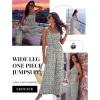 image:imageEkouaer Womens Casual Loose Jumpsuits One Piece Sleeveless Overalls Printed Long Pant Romper Fashion Boho Jumper with PocketFloral White 2