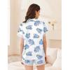 image:imageEkouaer Womens Lace Satin Pajama Set Button Down Pj Shorts Set Bridesmaids Getting Ready Outfits Casual Sleepwear XSXXLBlue Hydrangea