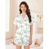 image:imageEkouaer Womens Lace Satin Pajama Set Button Down Pj Shorts Set Bridesmaids Getting Ready Outfits Casual Sleepwear XSXXLGreen Leaves
