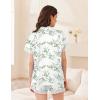 image:imageEkouaer Womens Lace Satin Pajama Set Button Down Pj Shorts Set Bridesmaids Getting Ready Outfits Casual Sleepwear XSXXLGreen Leaves