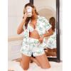 image:imageEkouaer Womens Lace Satin Pajama Set Button Down Pj Shorts Set Bridesmaids Getting Ready Outfits Casual Sleepwear XSXXLGreen Leaves