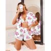 image:imageEkouaer Womens Lace Satin Pajama Set Button Down Pj Shorts Set Bridesmaids Getting Ready Outfits Casual Sleepwear XSXXLPink Hydrangea