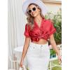 image:imageEkouaer Womens Lace Satin Pajama Set Button Down Pj Shorts Set Bridesmaids Getting Ready Outfits Casual Sleepwear XSXXLRed