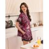 image:imageEkouaer Womens Lace Satin Pajama Set Button Down Pj Shorts Set Bridesmaids Getting Ready Outfits Casual Sleepwear XSXXLRose Pink Black Leopard